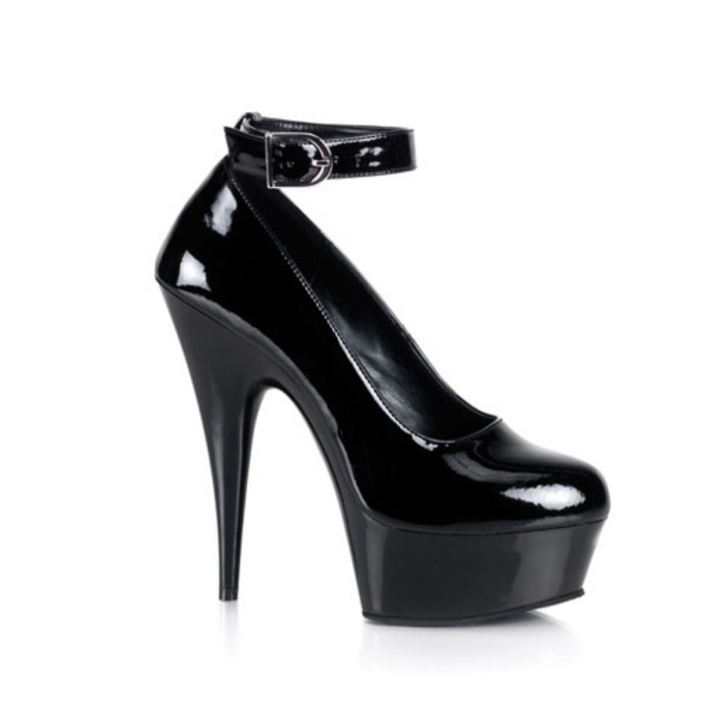 Black Pleaser Delight Ankle Strap Heel Size 6